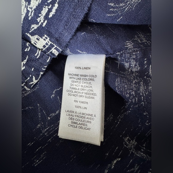 NWT Vineyard Vines Men's Ocean View Toile Linen Short Sleeve Shirt Medium - Picture 5 of 5